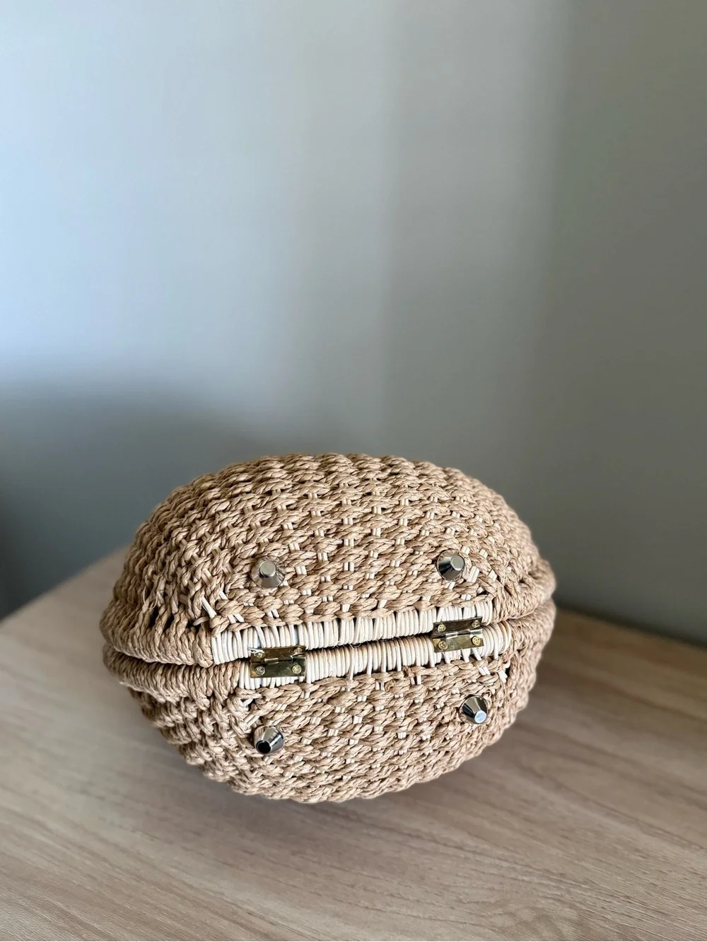 Handwoven Rattan Straw Summer Bag - Natural